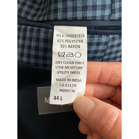 Michael Kors Blazer Sport Coat Navy and Light Blue Gingham Mens 44L Twee - Picture 9 of 11